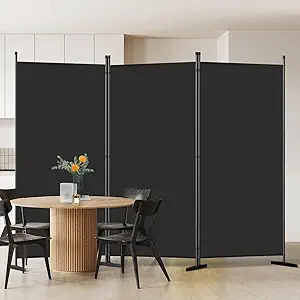 AKTOP 3-Panel Freestanding Room Divider – Folding Privacy Screen for Room Separation, 70" W x 102" H, Portable Partition Panel for Dorms, Studios, Offices – Black