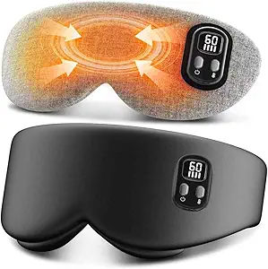 Cordless Heated Eye Mask for Dry Eyes – FSA/HSA Eligible, Soothes and Relieves Eye Strain, Enhances Sleep Quality, Features Timed Auto Shutoff, 4 Adjustable Heat Settings, Washable Silk Cover, Travel-Friendly, Removable for Easy Cleaning – Black