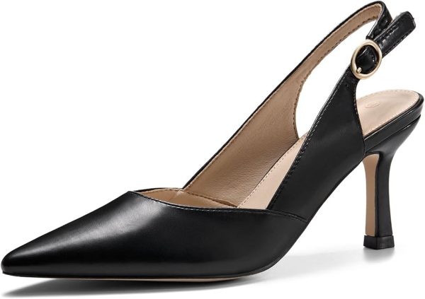 Rilista Women’s Slingback Kitten Heels – Closed Pointed Toe Pumps for Wedding & Party Dresses