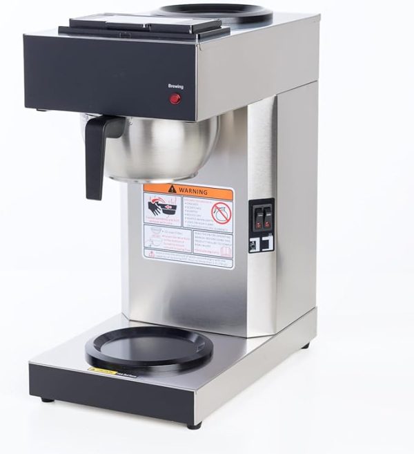 SYBO 12-Cup Coffee Maker – Pour-Over Style Brewer with Dual Warmers, Industrial Stainless Steel Cafetera