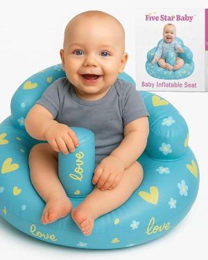 Inflatable Baby Sit-Up Seat – Lightweight, Portable Floor Chair for Infant Sitting Support – Soft and Comfortable Baby Chair for Ages 3 to 12 Months – Easy to Inflate, Deflate, and Store – Travel-Friendly (Blue)