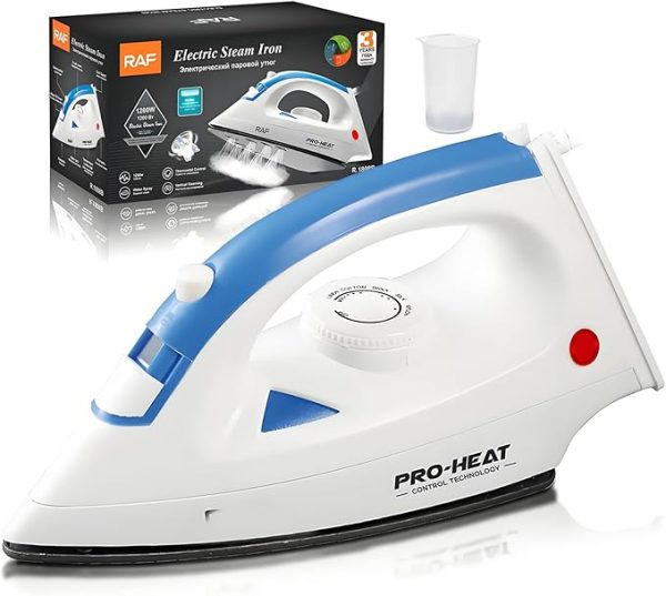 Electric Steam Iron – 1200W, Handheld & Portable, Five Temperature Settings, Quick Odor Removal for Clothing (Blue)
