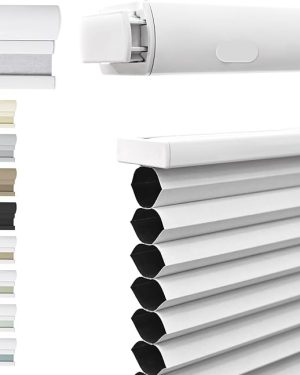 Blackout Top-Down/Bottom-Up Cellular Window Blinds – No Drill, 1.5" Single-Cell Honeycomb Shades – Easy to Install, Blackout White, 20" W x 36" H