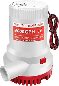 12 Volt Electric Bilge Pump for Boats – 2000 GPH Marine-Grade Plumbing Pump for Boat and Marine Use