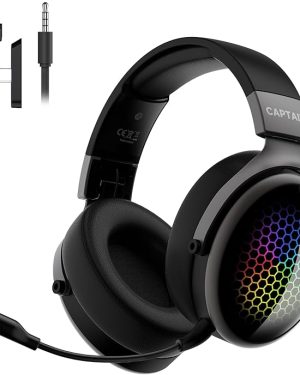 2.4GHz Wireless Gaming Headset for PS5/PS4/PC/Switch – Bluetooth 5.3 Headphones with 7.1 Surround Sound, Noise-Canceling Microphone, 30+ Hours Battery Life, and Play-While-Charging Support – Black
