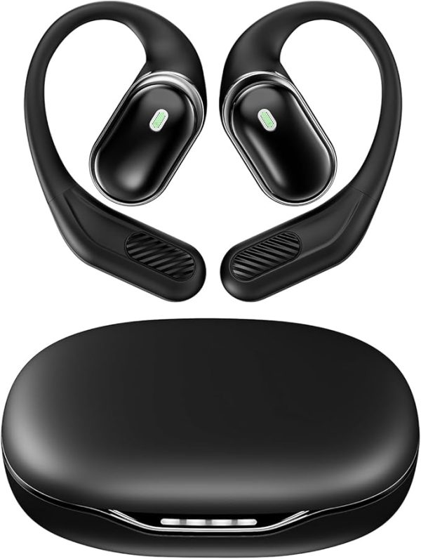 Open-Ear Wireless Headphones with Ear Hooks – Over-Ear Bluetooth Earbuds with Built-In Microphone, Touch Controls, Clear Call Quality, 60-Hour Playtime, IPX7 Waterproof – Ideal for Running & Workouts