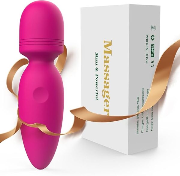Mini Handheld Back Massager for Women – Cordless, Portable with 10 Vibration Modes – Personal Neck, Shoulder & Body Massager (Red)