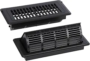 2-Pack Adjustable Floor Vent Covers, 4x10 Air Vent Deflectors – 2-in-1 Floor & Ceiling Registers, Tool-Free Installation, Black – Ideal for Home or Office
