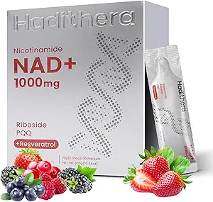 NAD+ Boost 1000mg – Advanced Anti-Aging Formula with Nicotinamide Riboside, PQQ & Resveratrol | Supports Cellular Energy, Mental Clarity & Longevity (30 Packets)