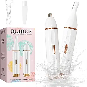 2-in-1 Nose & Facial Hair Trimmer for Women and Men – Painless Eyebrow, Ear & Nose Hair Remover – USB Rechargeable, Waterproof, Easy to Clean