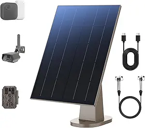 8W Solar Panel with Built-in 44.4Wh Rechargeable Battery for Trail Cameras – Features a 360° adjustable mounting bracket for flexible positioning. Supports 6V/12V DC output and USB-C charging, perfect for outdoor cameras, trail cameras, and Type-C devices. IP66 waterproof design ensures reliable performance in all weather conditions.