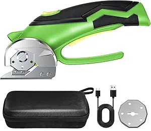 Cordless Electric Scissors – Cardboard Cutter and Power Shears with Replacement Blade, Rotary Cutter for Cardboard, Leather, Plastic (Light Green)