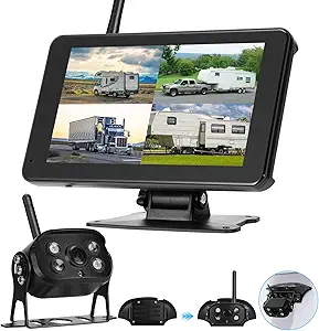 Wireless Backup Camera System for Trucks and RVs – 7” 1080P HD Monitor with IP69 Waterproof Rear View Camera, BSD Alert, and Night Vision – Ideal for Cars, Vans, SUVs, Trailers, and Campers