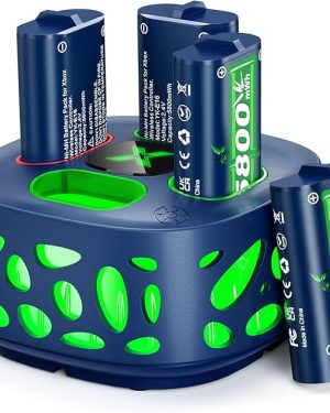 Ponkor 4x 5800mWh Rechargeable Battery Pack for Xbox – Fast Charging Station Compatible with Xbox Series X, Series S, One, One S, One X, and Elite Controllers