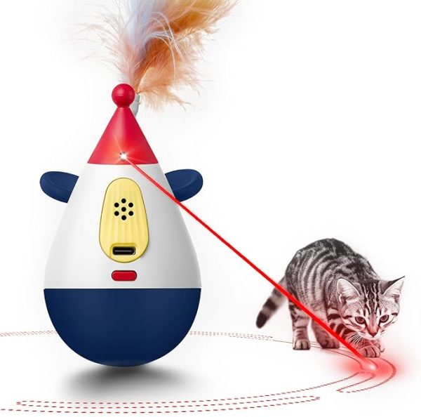 Automatic Interactive Cat Laser Toy with Random Trajectories — USB Rechargeable Wobble Toy Featuring Three Random Play Modes