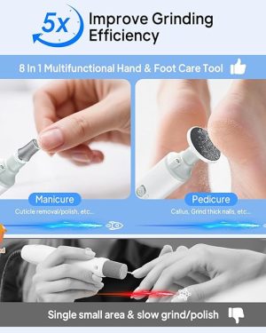 Cordless Electric Nail Drill & File – Professional Manicure & Pedicure Kit for Acrylic & Gel Nails, 5-Speed Brushless Nail Tool, Foot Callus Remover, Perfect for Women & Men