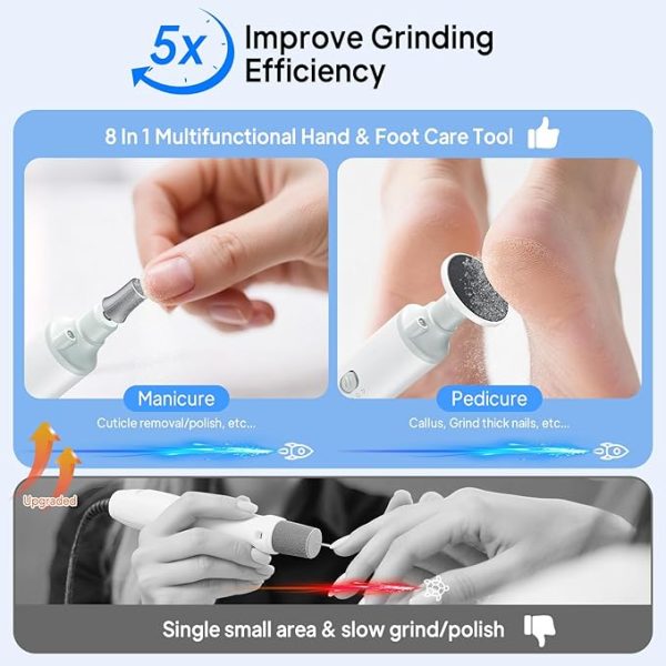 Cordless Electric Nail Drill & File – Professional Manicure & Pedicure Kit for Acrylic & Gel Nails, 5-Speed Brushless Nail Tool, Foot Callus Remover, Perfect for Women & Men