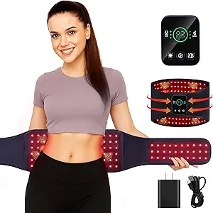 Cordless Red Light Therapy Belt with Vibration Massage — 660/850nm Infrared Wrap for Back and Abdomen, 5000mAh Rechargeable, Designed for Pain Relief, Circulation Boost, and Muscle Relaxation — Perfect Gift for Parents