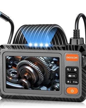 1080P Industrial Endoscope Camera with Built-in Light, Photo & Video Recording, IP67 Waterproof Sewer Snake Borescope, Featuring a 4.3" Display and a 16.4ft Semi-Rigid Cable