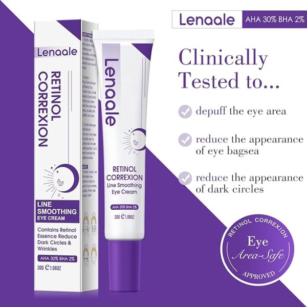 Retinol Eye Cream for Dark Circles & Puffiness – Anti-Aging Formula with Hyaluronic Acid, Peptides & Caffeine. Reduces Under-Eye Bags, Smooths Fine Lines & Wrinkles, and Brightens Dark Circles.