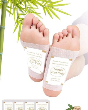 Natural Ginger Foot Pads – Bamboo Vinegar Infused, 20 Packs of Detoxifying Foot Patches