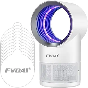 Indoor Fruit Fly and Insect Trap – Home Bug Control with Suction, Timer, LED Light & 10 Sticky Glue Boards (White)