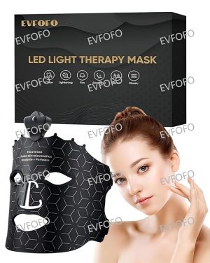 Red Light Therapy LED Face Mask – 7-Color Light Therapy for At-Home Skincare, Black 111