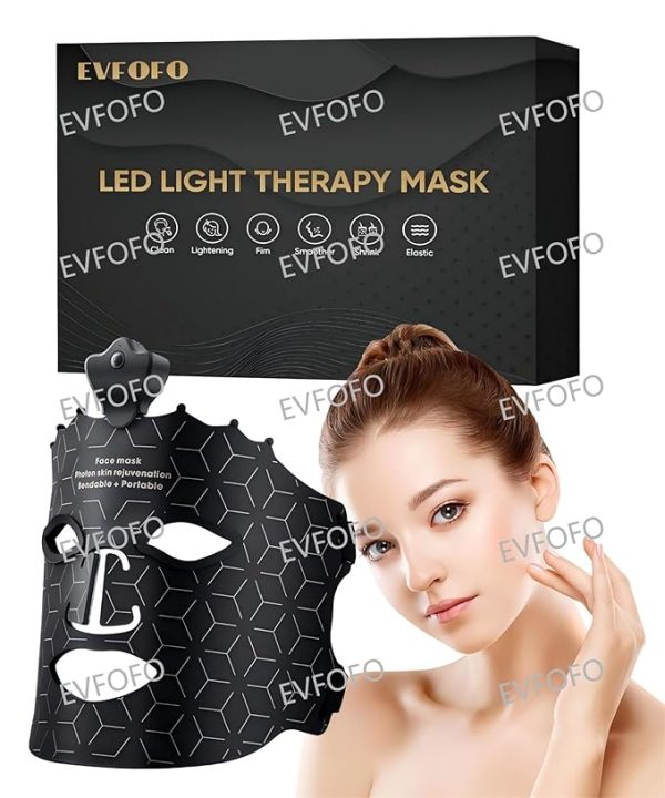 Red Light Therapy LED Face Mask – 7-Color Light Therapy for At-Home Skincare, Black 111