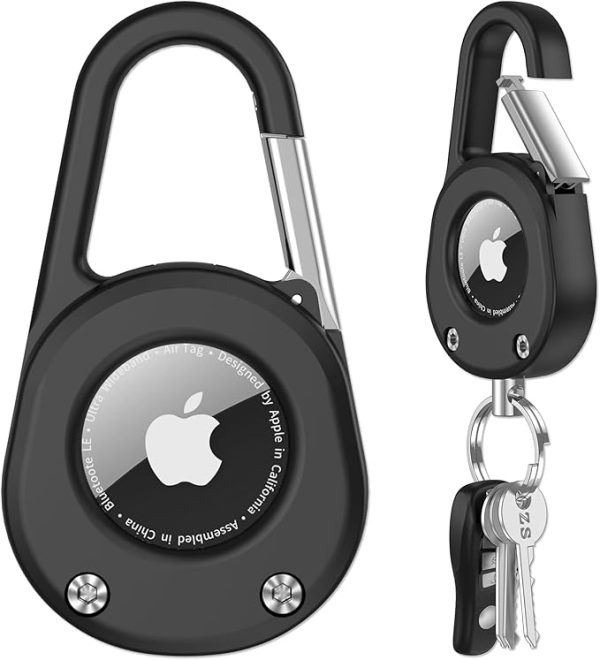 SCALLOP AirTag Keychain with Carabiner – Durable Hard PC Holder, IPX8 Waterproof, Secure Lock, Universal Key Ring Design