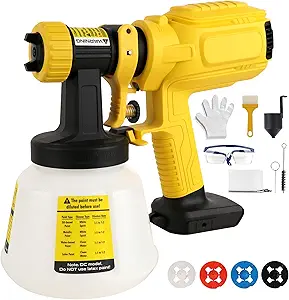 Cordless Paint Sprayer Compatible with Dewalt 20V Max Battery — Ideal for Interior Home Use, Furniture, Walls, Cabinets, Fences, Doors, and More. Airless Electric HVLP Design for Smooth, Even Coating. Battery Not Included.