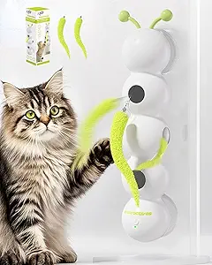 Interactive Caterpillar Cat Toy – Motion-Sensing, Biologically-Inspired Movement, USB Rechargeable, Durable ABS, Stable Suction Cup, Feather Tails for Indoor Cats