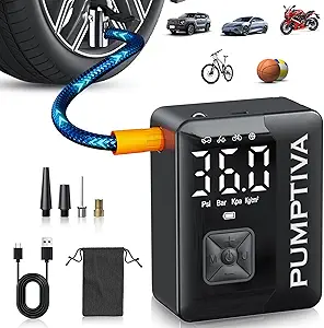 Portable Tire Inflator Air Compressor – 150 PSI Cordless Electric Pump with Auto Shut-Off, Accurate LCD Display, and LED Light – Ideal for Cars, Motorcycles, Bicycles, and Sports Balls
