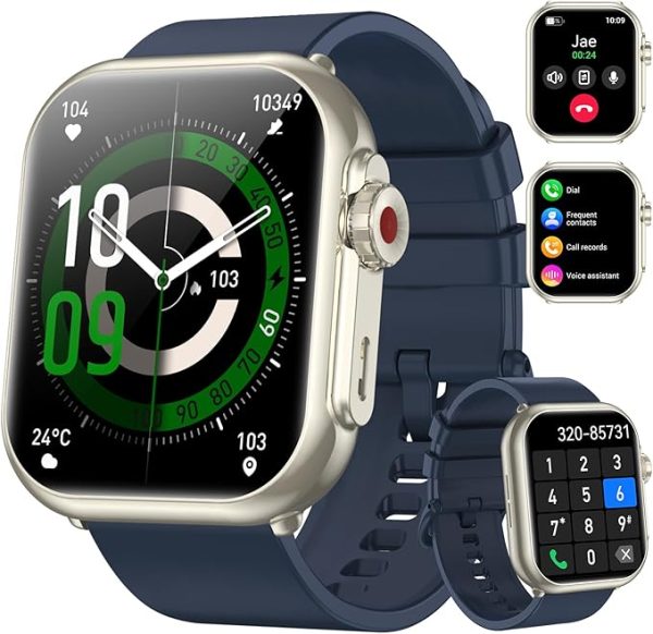 K62 Smart Watch (Blue) – 1.85" HD Display, Bluetooth Calling, 110+ Sports Modes for Men & Women