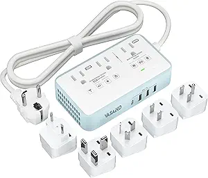 International Voltage Converter – 220V to 110V, 2000W Max | Includes 4 USB Charging Ports & Travel Plug Adapter for Europe