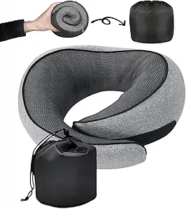 SZXYX Memory Foam Travel Neck Pillow – 100% Pure Memory Foam, 360° Ergonomic Support, Breathable & Comfortable Cover, Compact & Stowable – Ideal for Airplane, Car, and Airport Travel