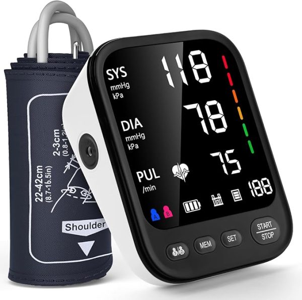 Automatic Upper Arm Blood Pressure Monitor – Large 4.5" Backlit Screen, Adjustable Cuff (9–17 in), 2×199 Memory, Arrhythmia Detection, Home Hypertension Monitor