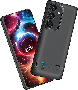 Sitong 5000mAh Battery Case for Samsung Galaxy S25/S24 (6.2"), Rechargeable Extended Charging Case, Doubles Battery Life, Compatible with Standard Models Only – Not for S25+ or S25 Ultra – Black