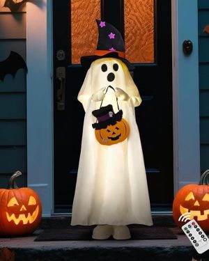 38" Light-Up Halloween Ghost with Timer – Indoor & Outdoor Spooky Decoration