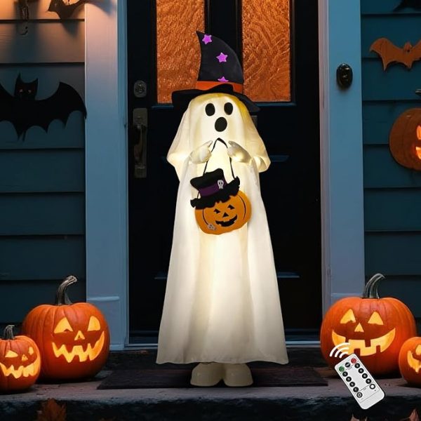 38" Light-Up Halloween Ghost with Timer – Indoor & Outdoor Spooky Decoration