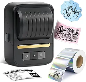 Portable Label Maker – Bluetooth & Thermal 2-Inch Printer for Small Business, Barcodes, Addresses, Logos, Clothing Tags, and Stickers – Compatible with Phones & PC
