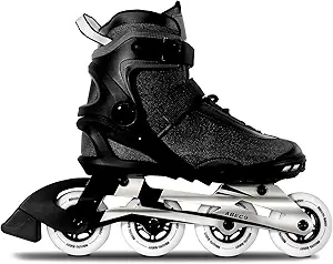 Pro Inline Skates for Adult Women – ABEC-9 Bearings, Breathable Lining, Optional Brake, Size W 6-9, Black (Unisex)