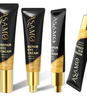 ASAMO Retinol Eye Cream – Anti-Aging Formula with Retinol and Peptides to Reduce Fine Lines, Puffiness, and Dark Circles, Daily Wrinkle Care for Under-Eyes (Gilded Black)