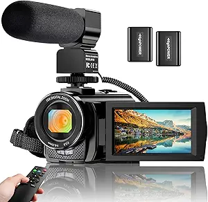 Digital Video Camera Camcorder – FHD 1080P, 24MP, 3.0” Rotatable Screen