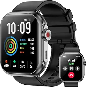 Smartwatch for Men & Women – 1000mAh Battery with 100-Day Standby | 1.85" HD Display | Fitness Tracker with 110+ Sports Modes | IP68 Waterproof | Heart Rate & Sleep Monitoring | Compatible with Android & iPhone (Black)