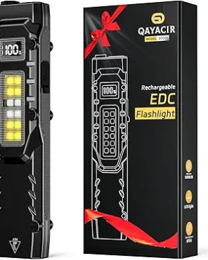 "EDC Tactical Flashlight – 1100 Lumens Rechargeable LED Pocket Flashlight with Clip & Digital Display – Ultra-Bright Flat Design for Everyday Carry, Camping, Home, and Emergencies – Great Gift for Men, Dad, Husband, or Stocking Stuffer"