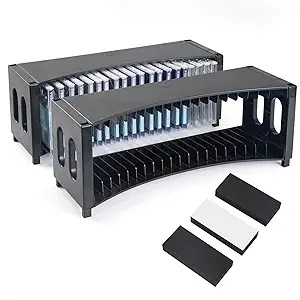 AlavisXF XX CD Storage Rack – Upgrade 2-Pack Stackable ABS Organizer, Holds Up to 40 Slim CD Jewel Cases, Perfect for Home, Office, Movie & Music Rooms