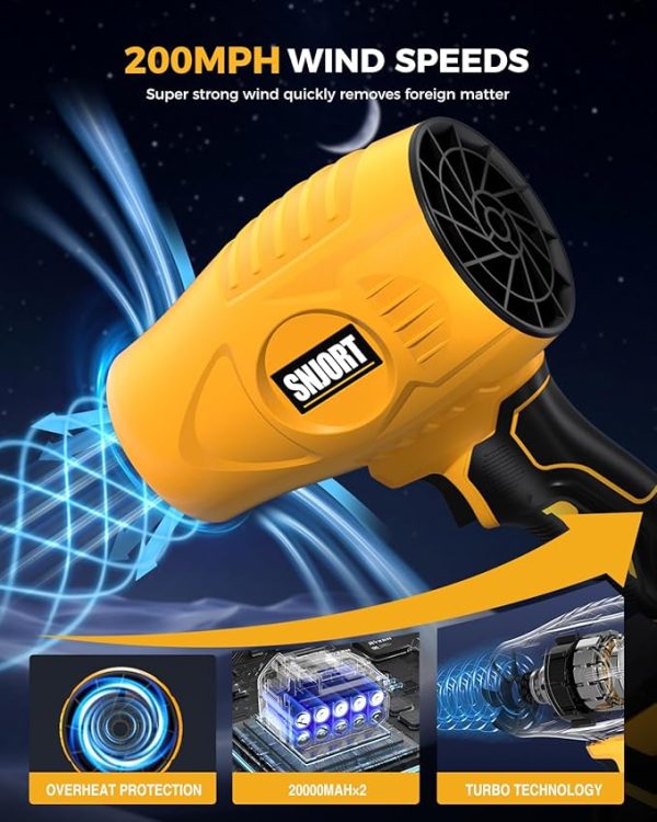 Cordless Leaf Blower with Battery and Charger – Lightweight Handheld Design, Extended Nozzle, 500,000 RPM Power for Efficient Patio Cleaning