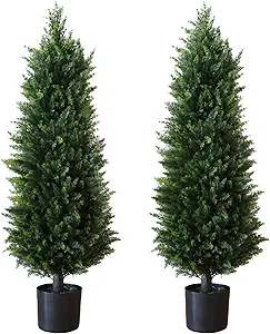 Artificial Cedar Topiary Tree – Indoor & Outdoor Decor, Lifelike Potted Tree with Realistic Leaves (2.46 ft)