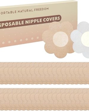 60-Pack Disposable Nipple Covers & Bra Pads – Self-Adhesive, No-Show Pasties for Women (14 Pieces Beige)