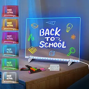 LED Note Board – 7 Vibrant Colors, 13"x10" Illuminated Drawing Board for Kids